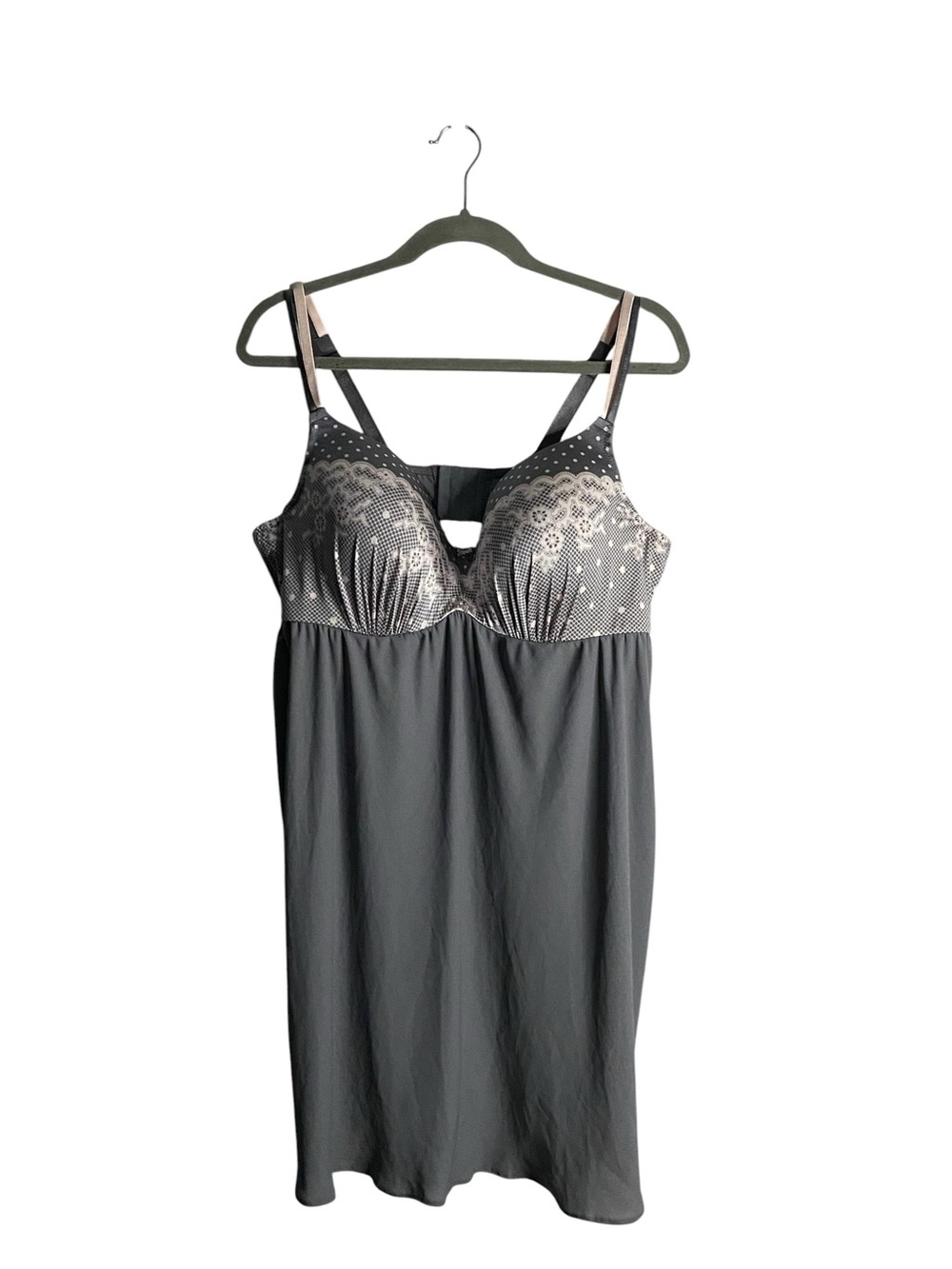 Deesse Lingerie Women's Lingerie Gray Lace-Accent Chemise